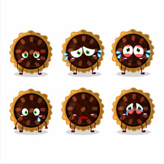 Pecan pie cartoon character with sad expression