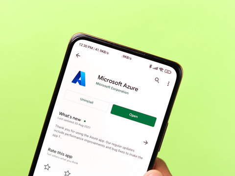 West Bangal, India - November 11, 2021 : Microsoft Azure logo on phone screen stock image.
