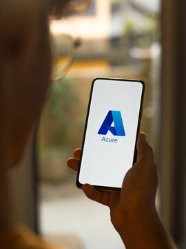 West Bangal, India - November 11, 2021 : Microsoft Azure logo on phone screen stock image.