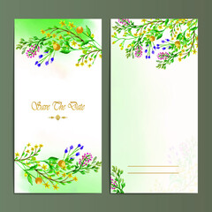 Wedding invitation wild floral watercolor set