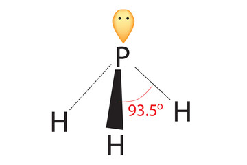 Chemical formula of phosphine molecule - obrazy, fototapety, plakaty