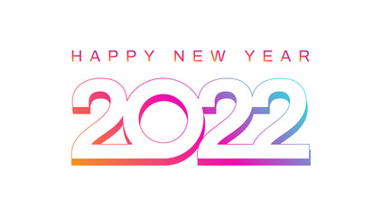 Happy New Year 2022. Modern colorful text and number. Design for banner, greeting card. Vector illustration