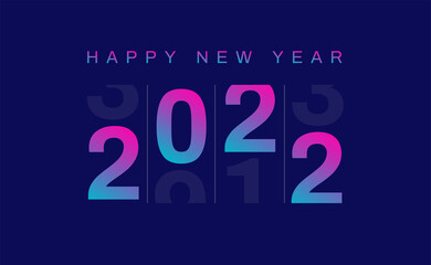 Slot machine with 2022 numbers. Happy New Year 2022 elegant design on blue background. Vector illustration.