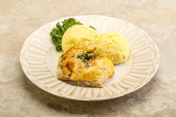 Roasted pangasius fillet with mashed potato