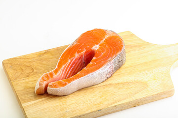 Raw salmon steak