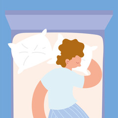 peaceful man sleeping on bed