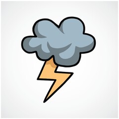 Thunderstorm Cloud Drawing Vector Sign Cartoon Illustration Icon 