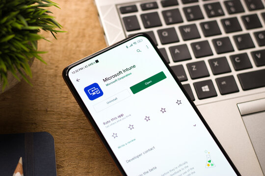 West Bangal, India - November 11, 2021 : Microsoft Intune logo on phone screen stock image.