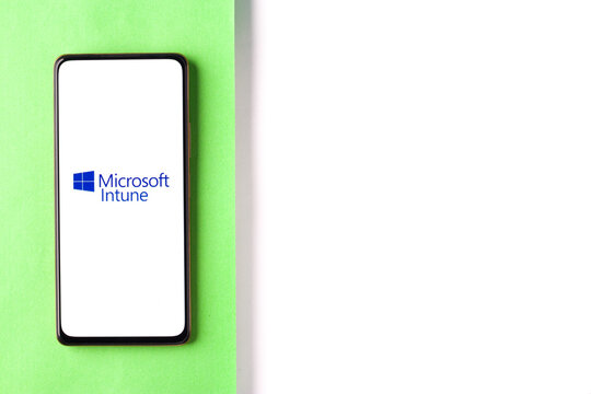 West Bangal, India - November 11, 2021 : Microsoft Intune logo on phone screen stock image.