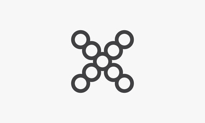 circle line dotted  X isolated on white background.