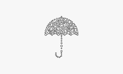 line icon dotted umbrella isolated on white background.