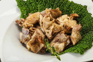 Baled lamb meat in the bowl