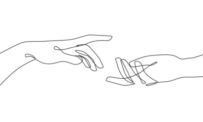 Hands Holding Line Art Drawing.  Couple Hands One Line Print Minimal Art Drawing. Love Print Trendy Minimalist Illustration. Vector EPS 10