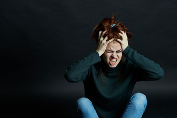 Fototapeta na wymiar emotional women with black eye abuse discontent depression