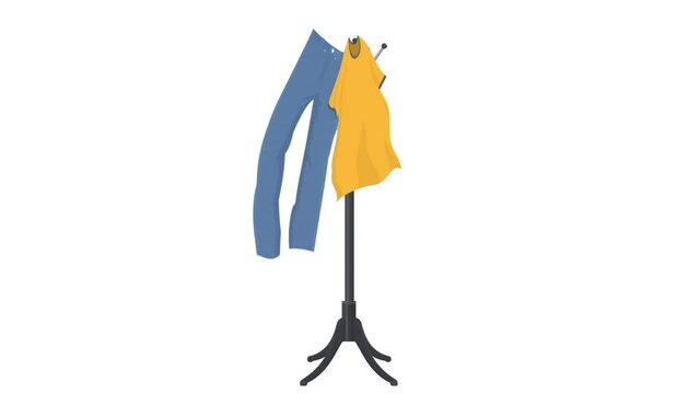 Floor hanger. Hang the clothes on the clothes rack, the alpha channel is on. Cartoon