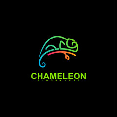 Chameleon logo vector illustration concept with full colors and unique shapes © jon studio