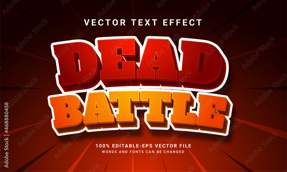 Poster dead battle 3d text effect, editable text style and suitable for game assets