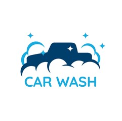 Car Wash Logo with Foam, Bubble, and Shiny