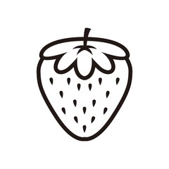 Cute Strawberry Coloring Book Vector. Line art of Healthy Berry Black and White