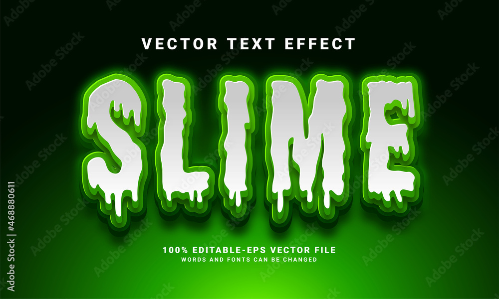 Poster slime 3d text effect. editable text style effect with green color theme