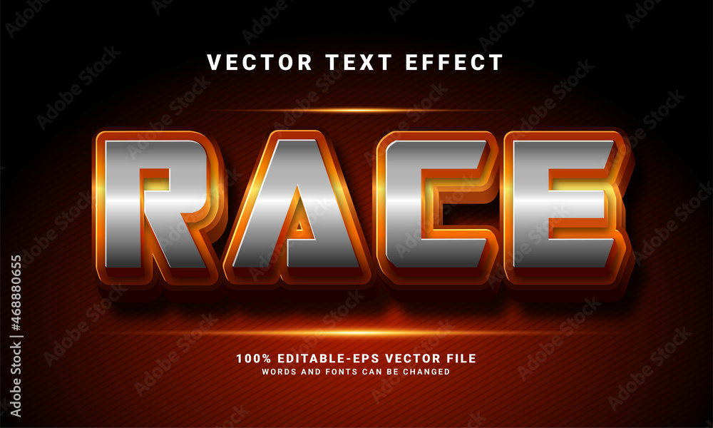 Poster race 3d text effect. editable text style effect, suitable for race event needs .