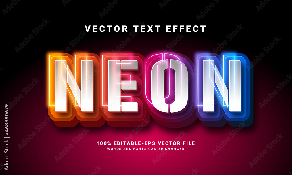 Poster neon 3d text effect. editable text style effect with colorful light theme, suitable for colorful eve