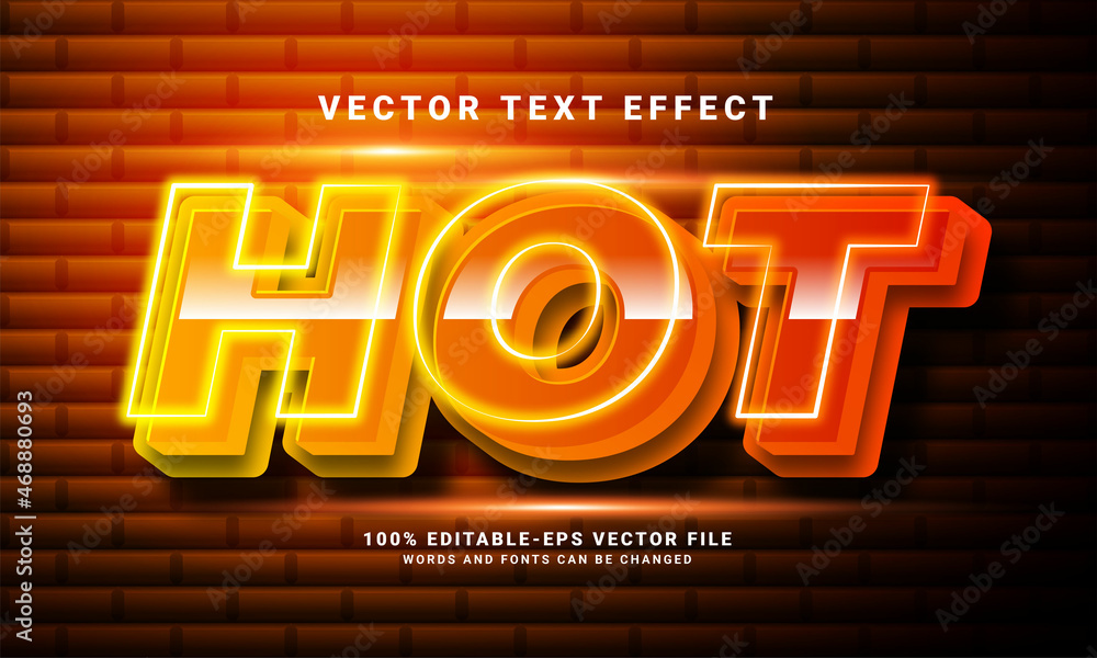 Poster hot 3d text effect. editable text style effect with red color theme.