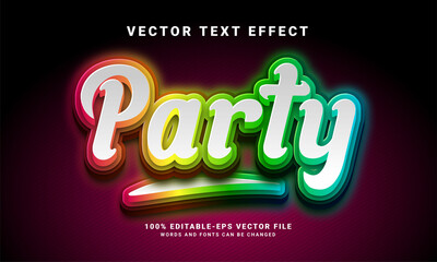 Party 3D text effect. Editable text style effect with light theme, suitable for party event needs .
