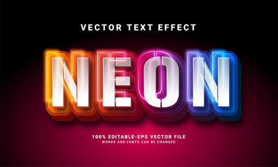 Neon 3D text effect. Editable text style effect with colorful light theme, suitable for colorful event needs .