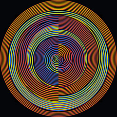 Op Art Yellow, blue and red 