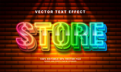 Store 3D text effect. Editable text style effect with colorful light theme, suitable for promotion sale needs.