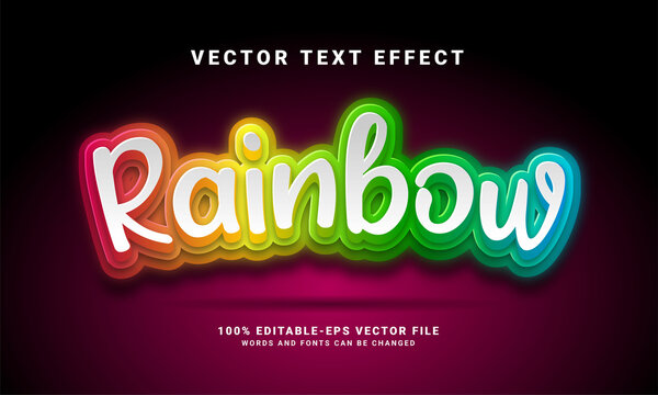 Rainbow 3D text effect. Editable text style effect with colorful theme.