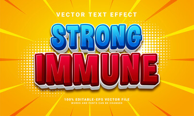 Strong immune 3D text effect. Editable text style effect with cartoon style theme. Suitable for medical needs.