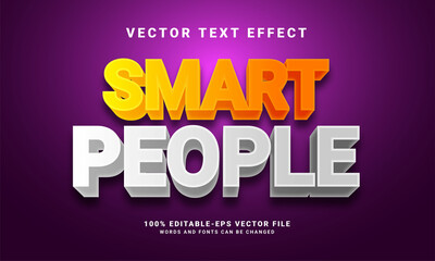 Smart people 3D text effect. Editable text style effect with minimalist concept.