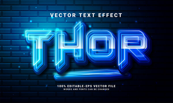 Thor 3D text effect. Editable text style effect with blue light theme. Suitable for action hero event needs.