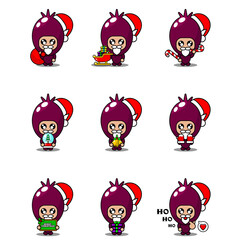 vector cartoon character cute vegetable shallot mascot costume set christmas bundle