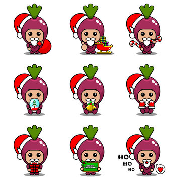 vector cartoon character mascot cute sweet potato vegetable costume set christmas bundle