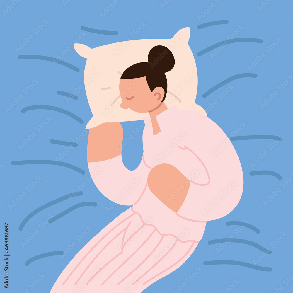 Sticker sleeping woman with pillow