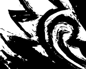 Black and white grunge background. Smears of black paint on white. The abstract backdrop is monochrome. Psychedelic Image