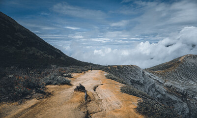 The View at the top of Mount Ijen in Banyuwangi Indonesia.