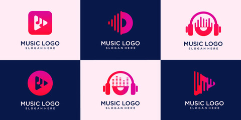 set of Creative Music Logo. For modern Business company brand logo design vector illustration.