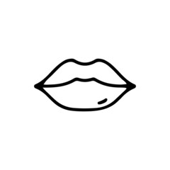 Linear vector illustration of lips in cartoon style