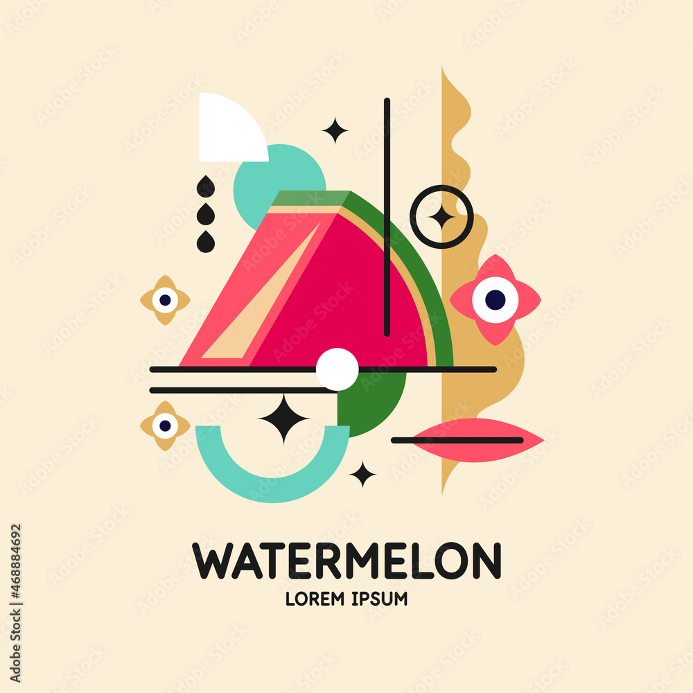 Poster vector graphics in a minimalistic fashionable style with geometric elements.. illustration of a wate