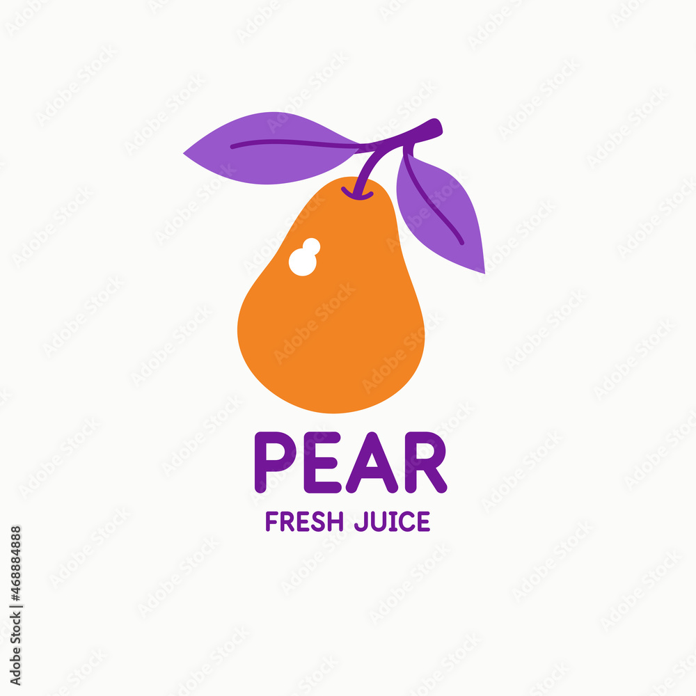 Poster illustration of a pear in a modern style. isolated image on a light background. vector icon.