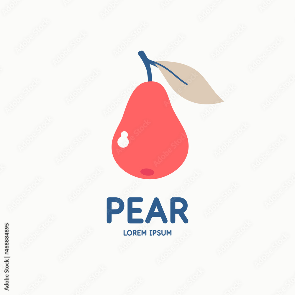 Poster illustration of a pear in a modern style. isolated image on a light background. vector icon.