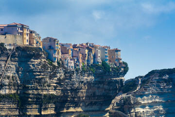 Fototapeta na wymiar Bonifacio city seen from the sea, Corsica