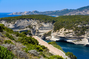 Fototapeta na wymiar Landscape and blue sky at Bonifacio, Corsica