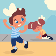 girl and boy playing