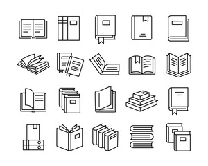 Books Icons - Vector Line Icons. Editable Stroke. Vector Graphic