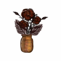 Watercolor clipart Dried floral and leaves. hand painted illustration digital. Illustration for print, packaging, logo, gift cards